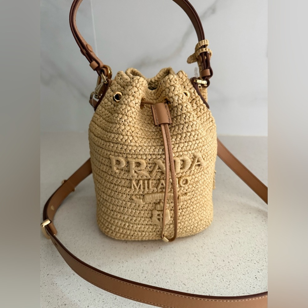Prada Crochet and Leather Mini-Bucket Bag - Picture 10 of 13